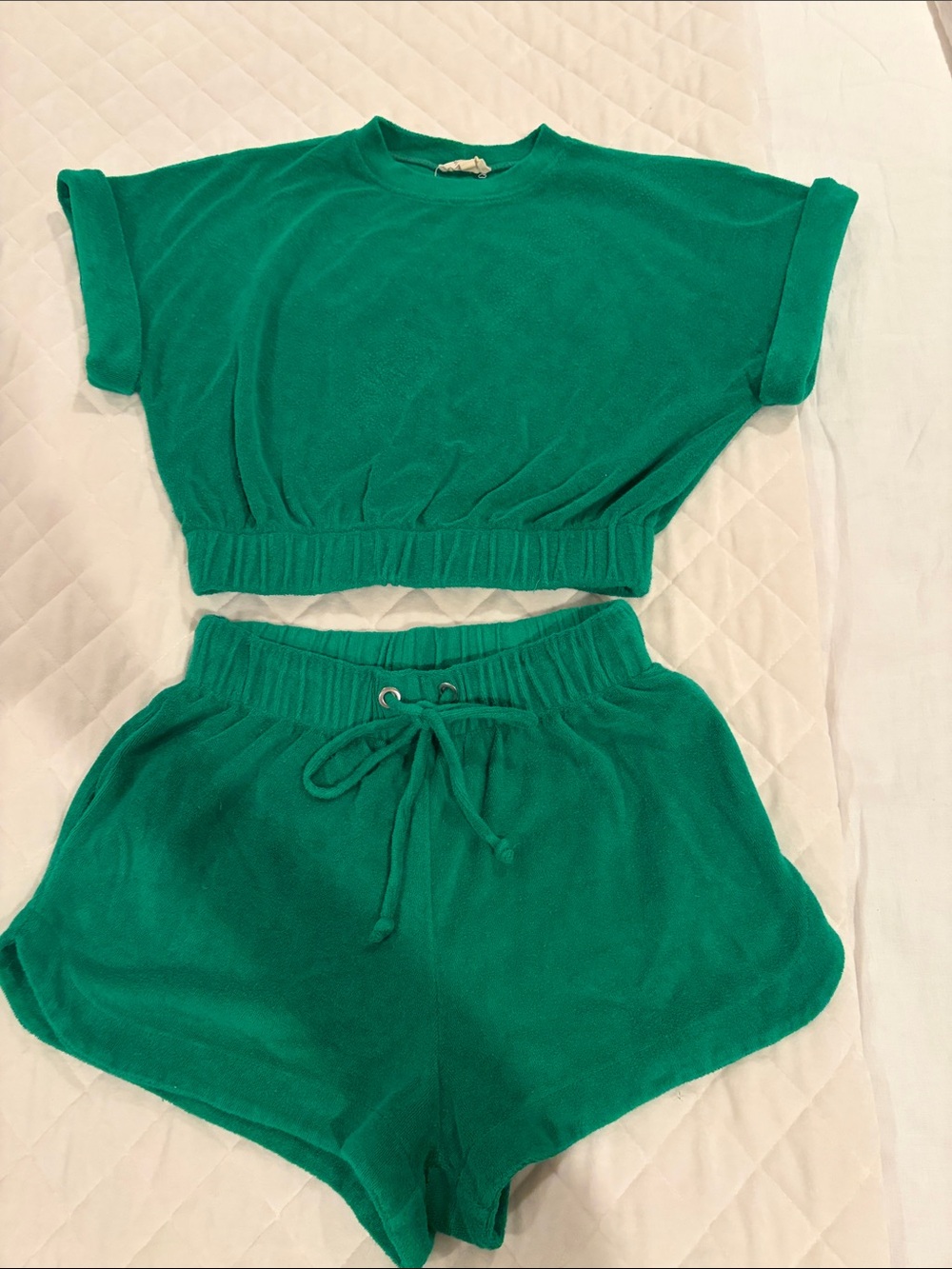 Elan Emerald Green Terry Cloth Athletic Shorts